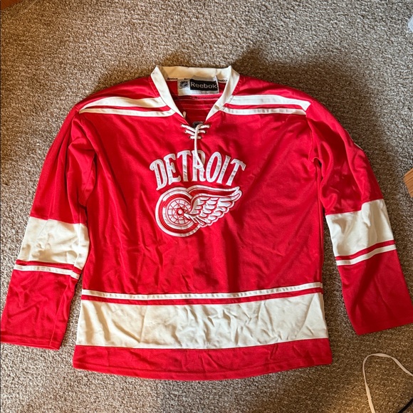 Reebok Other - Reebok Red and Cream Detroit Winged Wheel Jersey